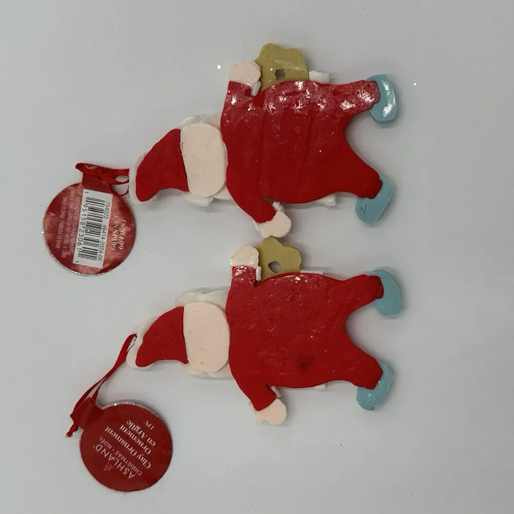Santa Glitter Christmas Icon Clay Ornament Ashland 4
